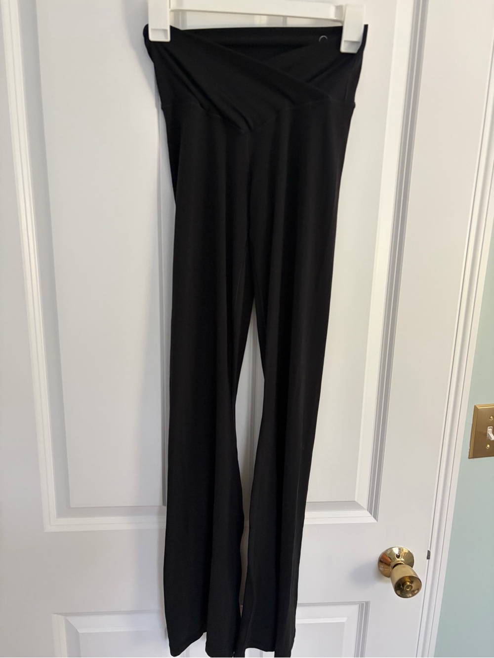 aerie Black Wide-Leg Crossover Waist Pants
